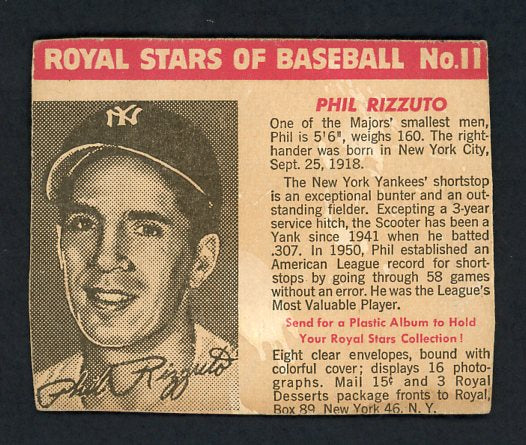1950 Royal Dessert #011 Phil Rizzuto Yankees GD-VG/VG 435341