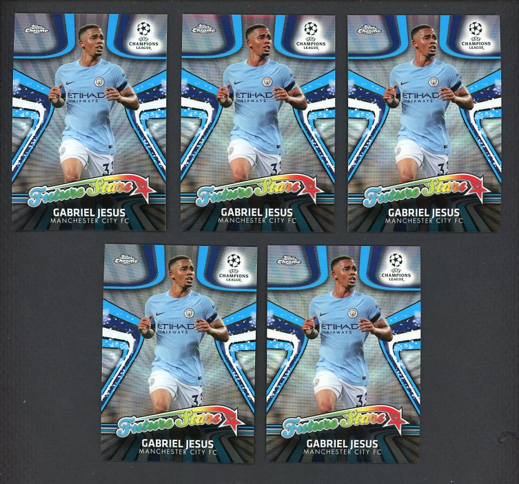 2018 Topps Chrome Future Stars #FS-GJ Gabriel Jesus Manchester City Lot Of 5