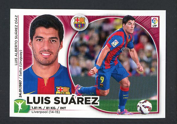 2014 Panini Stickers #014 Luis Suarez Barcelona 435435