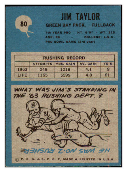 1964 Philadelphia #080 Jim Taylor Packers EX-MT 435495