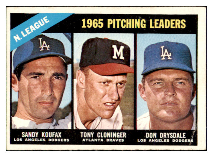 1966 Topps Baseball #223 N.L. Win Leaders Sandy Koufax VG-EX 435792