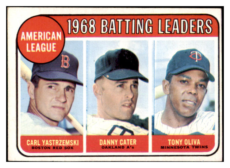 1969 Topps Baseball #001 A.L. Batting Leaders Carl Yastrzemski EX 435873