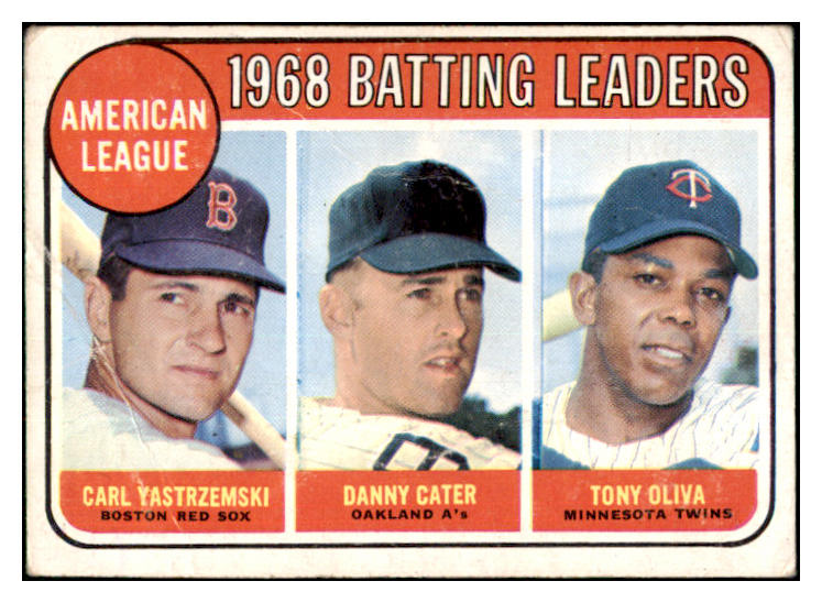 1969 Topps Baseball #001 A.L. Batting Leaders Carl Yastrzemski GD-VG 435874
