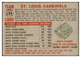 1956 Topps Baseball #134 St. Louis Cardinals Team VG-EX Gray 435922