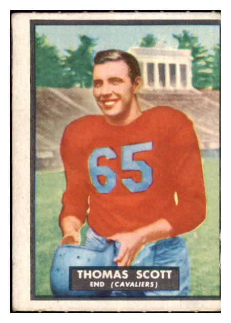 1951 Topps Magic Football #007 Tom Scott Virginia VG-EX Scratched 435934