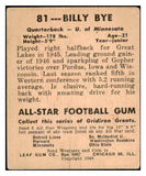 1948 Leaf Football #081 Billy Bye Minnesota Fair pencil front 436052