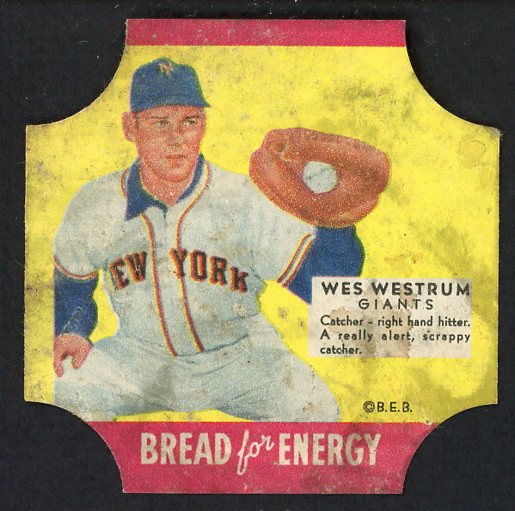 1951 Fischers Bread Wes Westrum Giants VG-EX w/Tab 436329