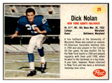 1962 Post Football #025 Dick Nolan Giants NR-MT 436399