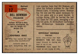 1954 Bowman Football #017 Bill Bowman Football Lions NR-MT 436674