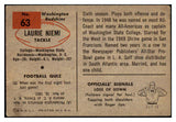 1954 Bowman Football #063 Laurie Niemi Washington VG-EX 436768