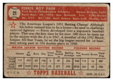 1952 Topps Baseball #021 Ferris Fain A's Fair Red 436849