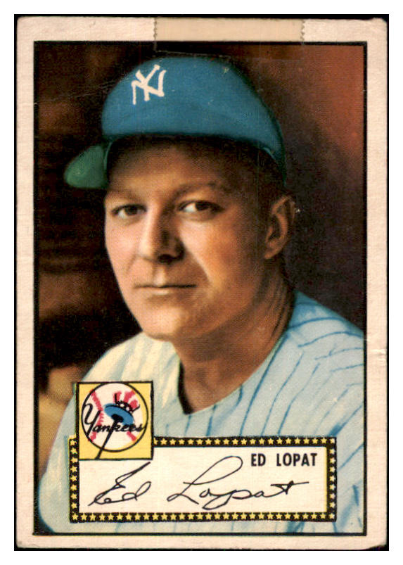 1952 Topps Baseball #057 Eddie Lopat Yankees FR-GD tape Red 436851