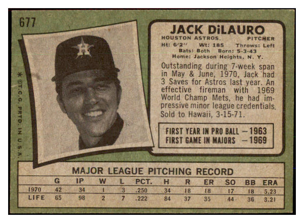 1971 Topps Baseball #677 Jack Dilauro Astros EX-MT 437084