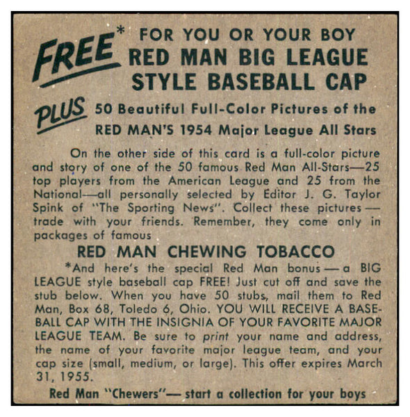 1954 Red Man #006AL Sam Mele White Sox EX-MT No Tab 437374