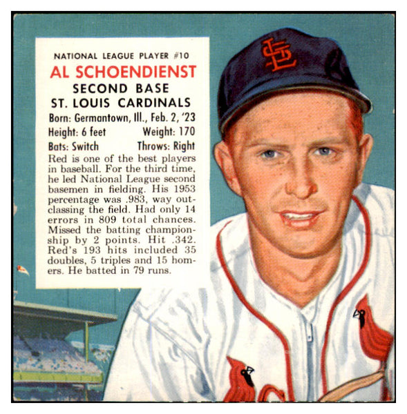 1954 Red Man #010NL Red Schoendienst Cardinals NR-MT No Tab 437406