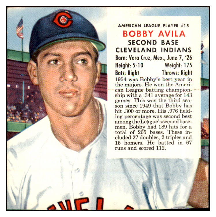 1955 Red Man #015AL Bobby Avila Indians NR-MT No Tab 437463