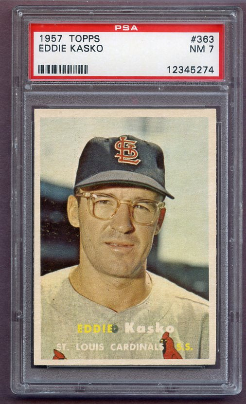 1957 Topps Baseball #363 Eddie Kasko Cardinals PSA 7 NM 438011