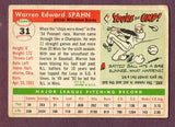 1955 Topps Baseball #031 Warren Spahn Braves Good 438163