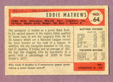 1954 Bowman Baseball #064 Eddie Mathews Braves VG-EX 438167