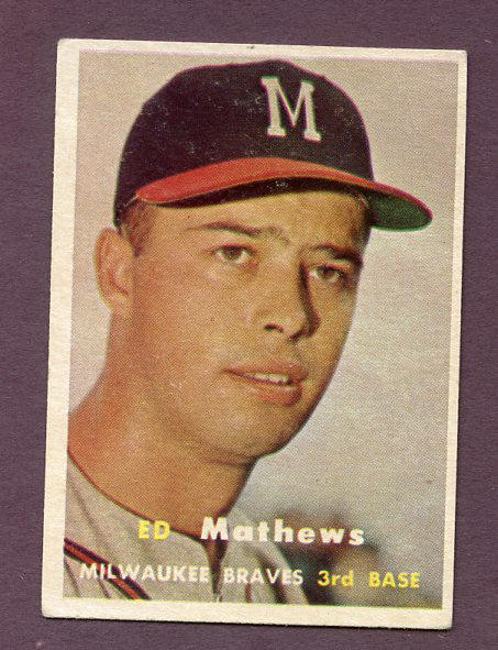 1957 Topps Baseball #250 Eddie Mathews Braves VG-EX/EX 438184