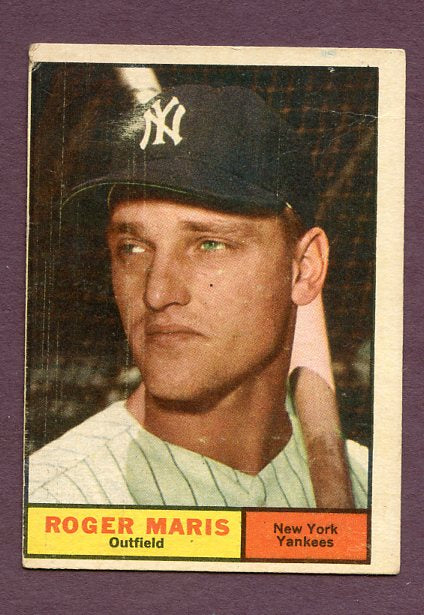 1961 Topps Baseball #002 Roger Maris Yankees Fair back damage 438401