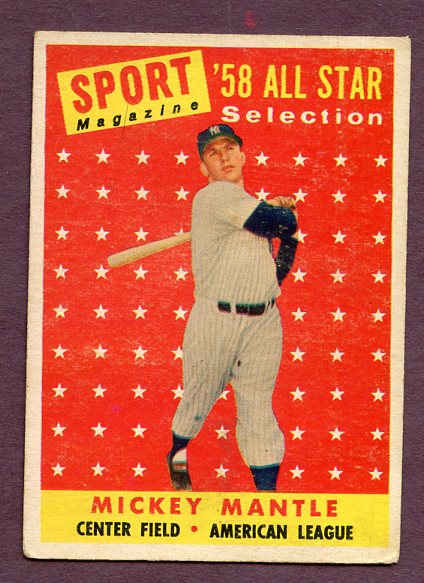 1958 Topps Baseball #487 Mickey Mantle A.S. Yankees VG-EX 438434
