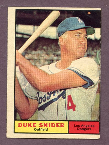 1961 Topps Baseball #443 Duke Snider Dodgers VG 438497