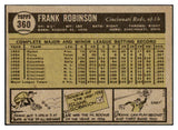 1961 Topps Baseball #360 Frank Robinson Reds EX+/EX-MT 439137