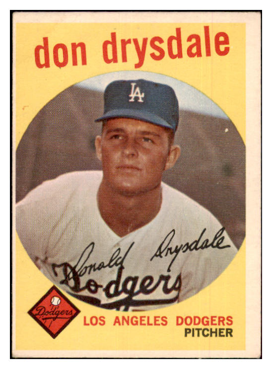 1959 Topps Baseball #387 Don Drysdale Dodgers EX 439166