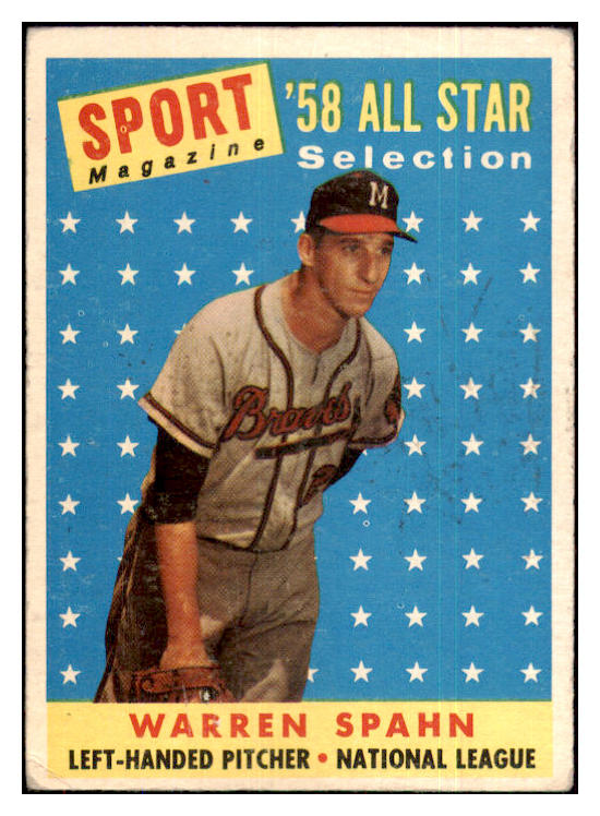 1958 Topps Baseball #494 Warren Spahn A.S. Braves VG 439216