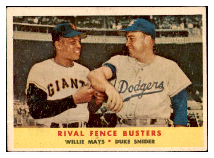 1958 Topps Baseball #436 Willie Mays Duke Snider EX 439226