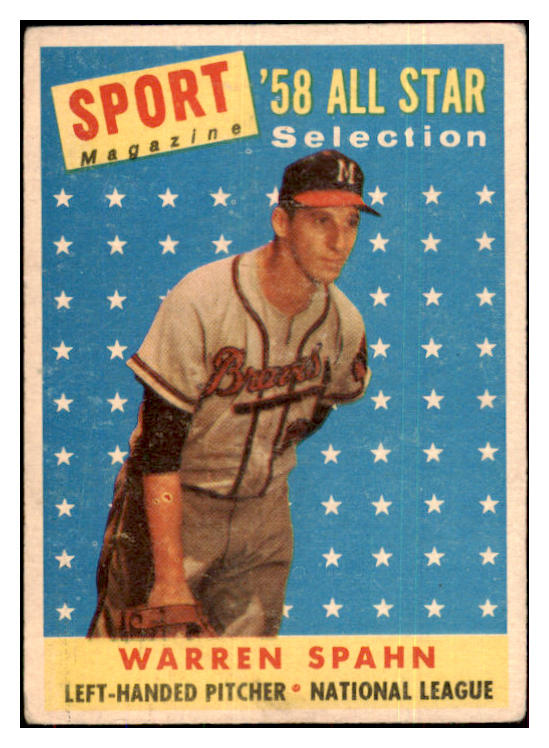 1958 Topps Baseball #494 Warren Spahn A.S. Braves VG-EX 439227