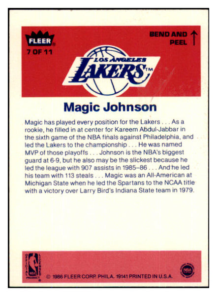 1986 Fleer Basketball Stickers #007 Magic Johnson Lakers EX-MT 439646