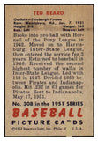 1951 Bowman Baseball #308 Ted Beard Pirates EX-MT 439662