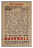 1951 Bowman Baseball #255 Milo Candini Phillies EX-MT 439695