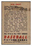 1951 Bowman Baseball #214 Bob Swift Tigers EX-MT 439711