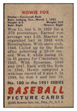 1951 Bowman Baseball #180 Howie Fox Reds EX-MT 439726