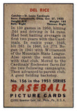 1951 Bowman Baseball #156 Del Rice Cardinals EX-MT 439742