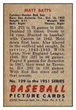 1951 Bowman Baseball #129 Matt Batts Red Sox EX-MT 439759