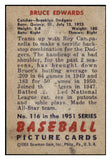 1951 Bowman Baseball #116 Bruce Edwards Dodgers EX-MT 439767