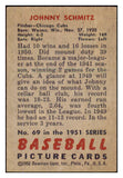 1951 Bowman Baseball #069 Johnny Schmitz Cubs EX-MT 439794