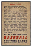 1951 Bowman Baseball #041 Eddie Yost Senators EX-MT 439812