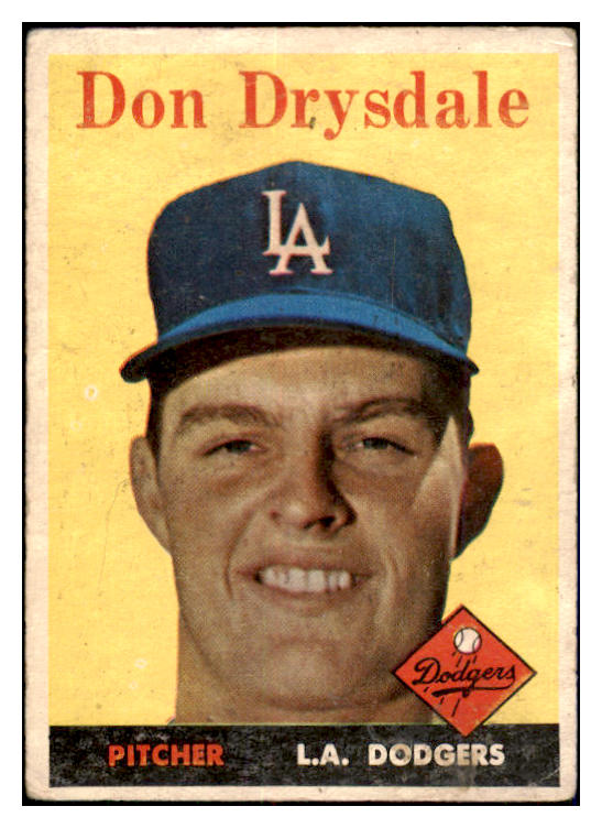 1958 Topps Baseball #025 Don Drysdale Dodgers VG 440058