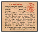 1950 Bowman Baseball #141 Joe Coleman A's EX-MT 440212