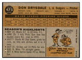 1960 Topps Baseball #475 Don Drysdale Dodgers NR-MT 440272