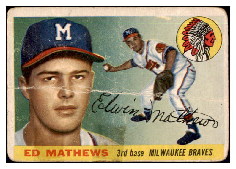 1955 Topps Baseball #155 Eddie Mathews Braves PR-FR 440330