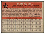 1958 Topps Baseball #476 Stan Musial A.S. Cardinals EX-MT 440550