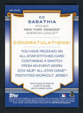 2012 Topps AS-CCS C.C. Sabathia Yankees 441047