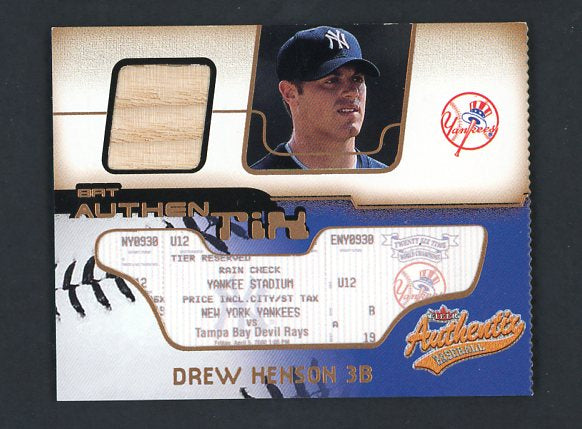 2002 Fleer Authentix BA-DH Drew Henson Yankees 441065