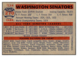 1957 Topps Baseball #270 Washington Senators Team EX-MT/NR-MT 441187